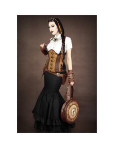 Curea steampunk maro cu portofele