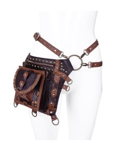 Geanta curea holster brown studded - Img 5