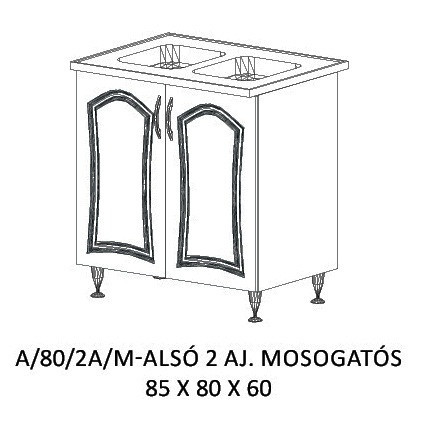 Flóra alsó konyha elem A/80/2A/M (tálcával)