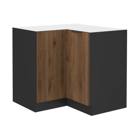 MENZO 90x90 DN 2F BB - Alsó sarokszekrény, okapi dió/fekete