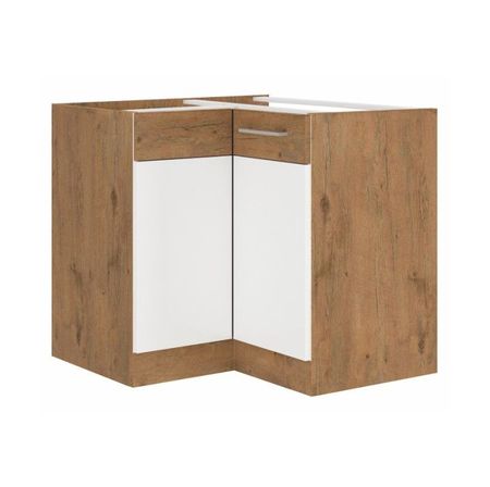 Alsó sarokszekrény, extra magasfényű Hg/lancelot tölgy,VEGA 90X90 DN 1F BB