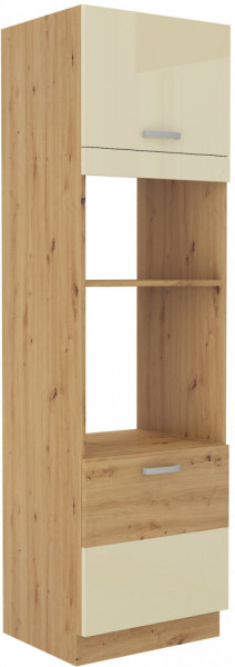 Artisan konyhabútor 60 DPM-210 beépíthető mikró, sütő. Artisan tölgy - Magasfényű krém eleme