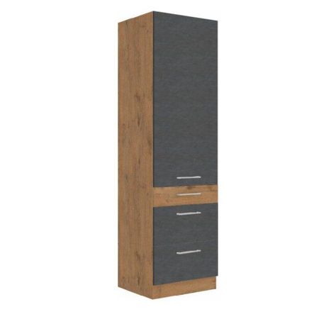 Magas szekrény, tölgy lancelot/szürke matt, VEGA 60 DKS-210 3S 1F