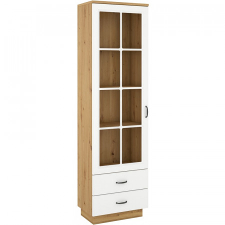 Stilo vitrines állószekrény 60 cm Artisan tölgy - Matt fehér 60 1D2S