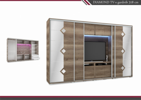 Diamond TV-s tolóajtós gardrób 318 cm