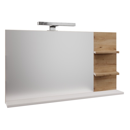 CUBO CUB04 - Tükör LED világítással, fehér/artisan tölgy