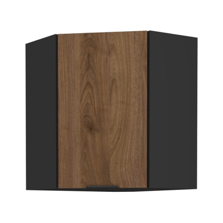 MENZO 60x60 GN-72 1F - Felső sarokszekrény okapi dió/fekete