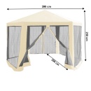 Kerti pavilon sátor, 3,9x2,5x3,9m, bézs/fekete, RINGE TYP 2+6 oldal