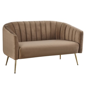 Velvet szövet/gold króm-arany, BAGY - Design kétszemélyes kanapé, barn