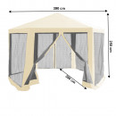 Kerti pavilon sátor, 3,9x2,5x3,9m, bézs/fekete, RINGE TYP 2+6 oldal