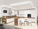 Alsó sarokszekrény, szürke matt/tölgy lancelot, VEGA 90x90 DN 1F BB