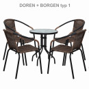 BORGEN TYP 2 - Étkezőasztal, fekete acél/edzett üveg