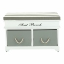 SEAT BENCH 2 NEW - Lóca párnával, 2 fiók, fehér/szürke