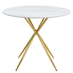 MEKNER - Étkezőasztal, fehér márvány/gold arany króm, átmérő 90 cm
