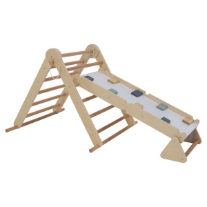 OPRIN - Montessori Pikler-háromszög 3 az 1-ben, természetes/színes