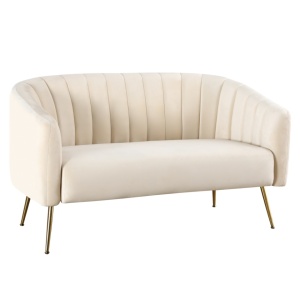 Velvet szövet/gold króm-arany, BAGY - Design kétszemélyes kanapé, béz