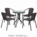 BORGEN TYP 2 - Étkezőasztal, fekete acél/edzett üveg