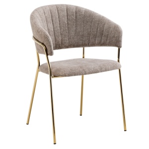 DASMIN TYP 1 - Design étkezőszék, barna szövet/gold króm arany
