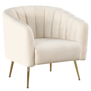 Velvet szövet/gold króm-arany, BAGY - Design fotel, béz