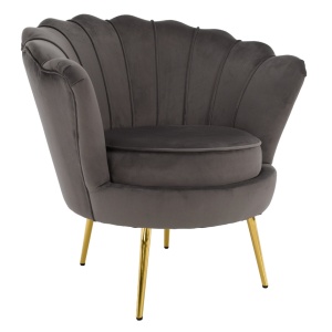 Velvet szövet/gold arany króm, NOBLEO - Art-deco stílusú fotel, szürkésbarn