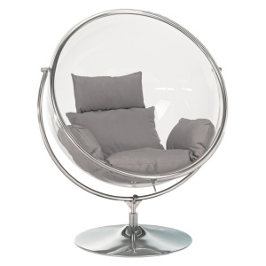 BUBBLE NEW TYP 2 - Függő fotel állvánnyal, átlátszó/ezüst/szürke