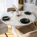 MDF, átmérő 120 cm, MAHIR TYP 1 - Étkezőasztal, fehér márván