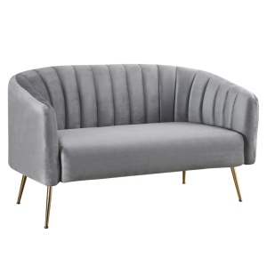 Velvet szövet/gold króm-arany, BAGY - Design kétszemélyes kanapé, szürk