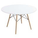 DEMIN NEW - Étkezőasztal, fehér/matt/bükk, átmérő 120 cm