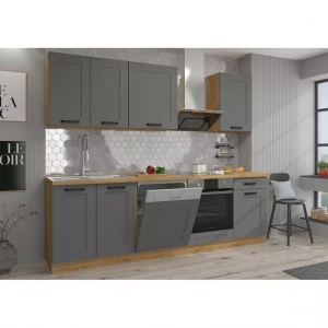 Lilla konyhabútor 60 DPM- 210 2F, Beépített sütős - beépített mikrohullámú sütős, Artisan tölgy - Dust grey eleme - Img 4