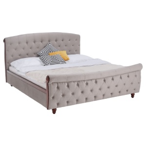 Taupe Velvet szövet, BARETO - Ágy ágyráccsal, 180x200, szürkésbarn