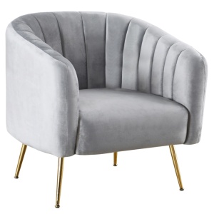 Velvet szövet/gold króm-arany, BAGY - Design fotel, szürk