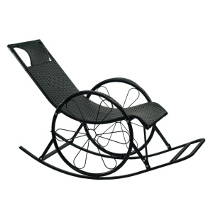ROKIN - Hintaszék, rattan/fém, fekete