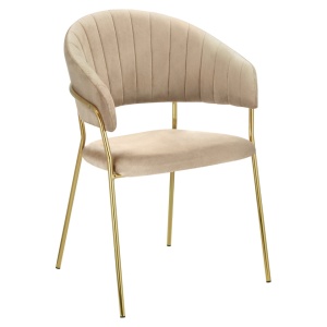 Velvet szövet/gold króm arany, DASMIN NEW TYP 1 - Design étkezőszék, béz