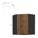 MENZO 60x60 GN-72 1F - Felső sarokszekrény okapi dió/fekete