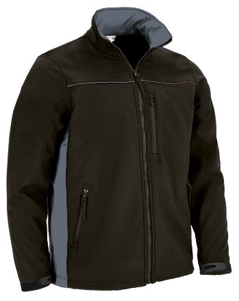 Jacheta softshell THUNDER in doua tonuri, anti-vant, impermeabila, cu 3 buzunare, negru