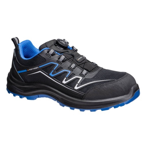 Pantofi de protectie S1PS ESD, negru cu albastru, bombeu compozit, sistem inchidere BOA