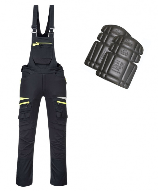 Pantaloni de lucru cu pieptar, Premium, elastici, genunchiere incluse