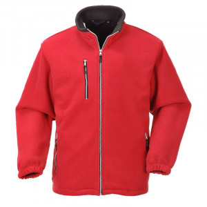 Fleece rosu cu fermoar si buzunare frontale
