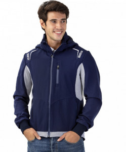 Jacheta Softshell navy cu gluga detasabila si detalii reflectorizante