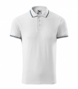 Tricou polo URBAN alb, pentru barbati, dungi contrastante