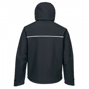 Jacheta Softshell neagra cu gluga, respirabila, impermeabila si rezistenta la vant