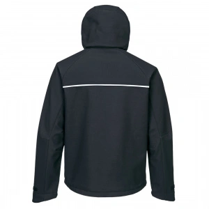Jacheta Softshell neagra cu gluga, respirabila, impermeabila si rezistenta la vant