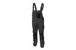 Pantaloni de lucru cu pieptar, Edgar, bretele elastice cu reglare, gri, buzunare genunchiere, elemente reflectorizante