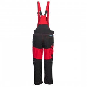 Pantaloni de lucru cu pieptar, rosii, genunchiere incluse