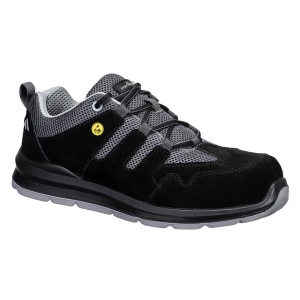 Pantofi de protectie extrem de usori, stil sanda, din plasa si piele, negru