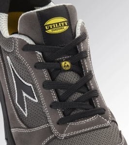 Pantofi de protectie S1PS ESD, RUN TEXT LOW, bombeu compozit, material respirabil, culoare gri antracit cu negru