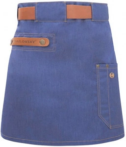 Sort in stil denim, curea din piele, 70 x 45 cm, buzunar lateral