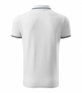 Tricou polo URBAN alb, pentru barbati, dungi contrastante
