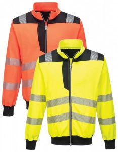 Bluza HiVis din tricot cu benzi reflectorizante, inchidere cu fermoar