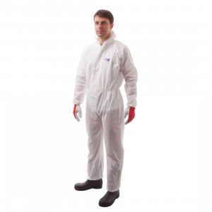 Combinezon cu gluga, antistatic, ignifug, rezistent la prafuri si stropi toxici